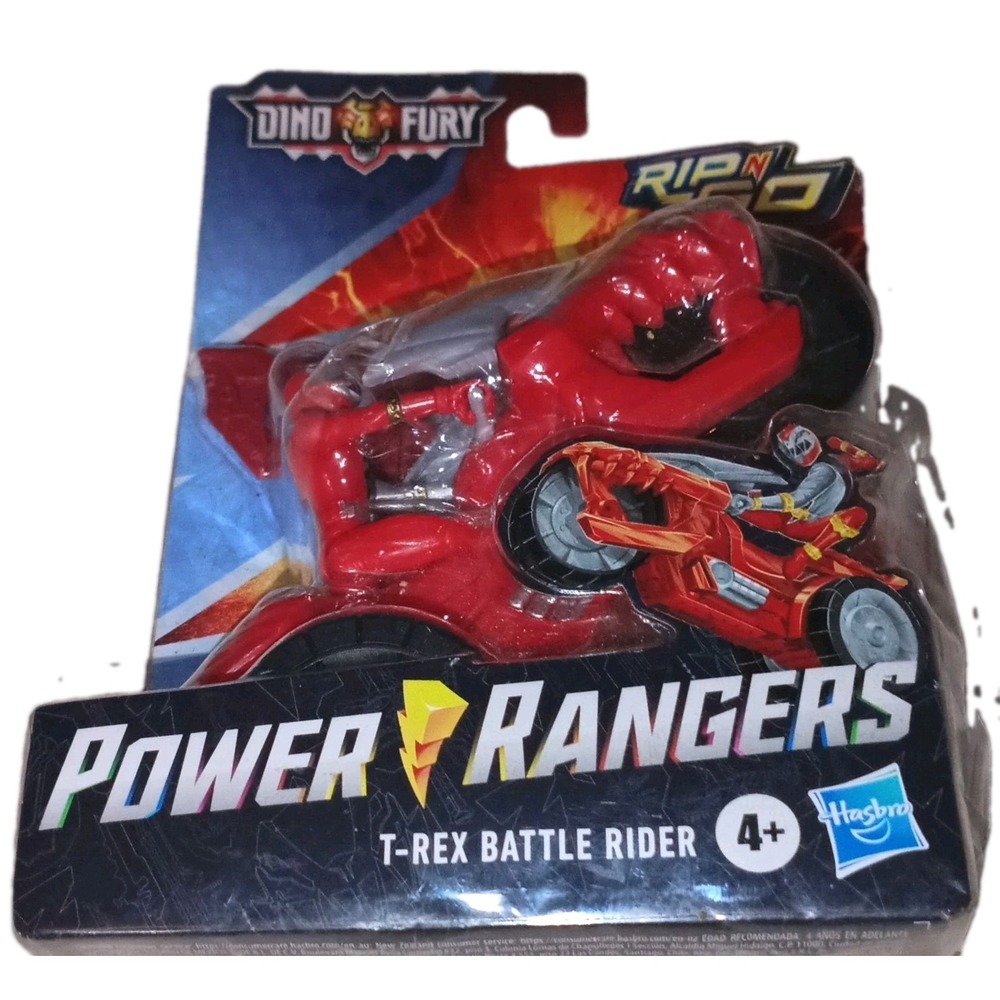 Power Rangers Dino Fury Rip N Go T-Rex Battle Rider & Red Ranger Set Hasbro